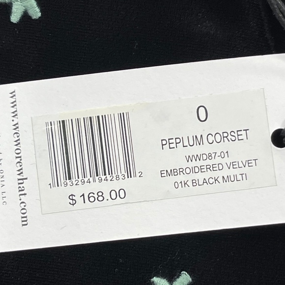 WeWoreWhat Embroidered Velvet Peplum Corset - Size 0 - NWT - Picture 4 of 6